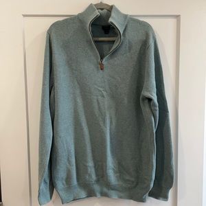 J Crew Light Green Quarter Zip Sweater